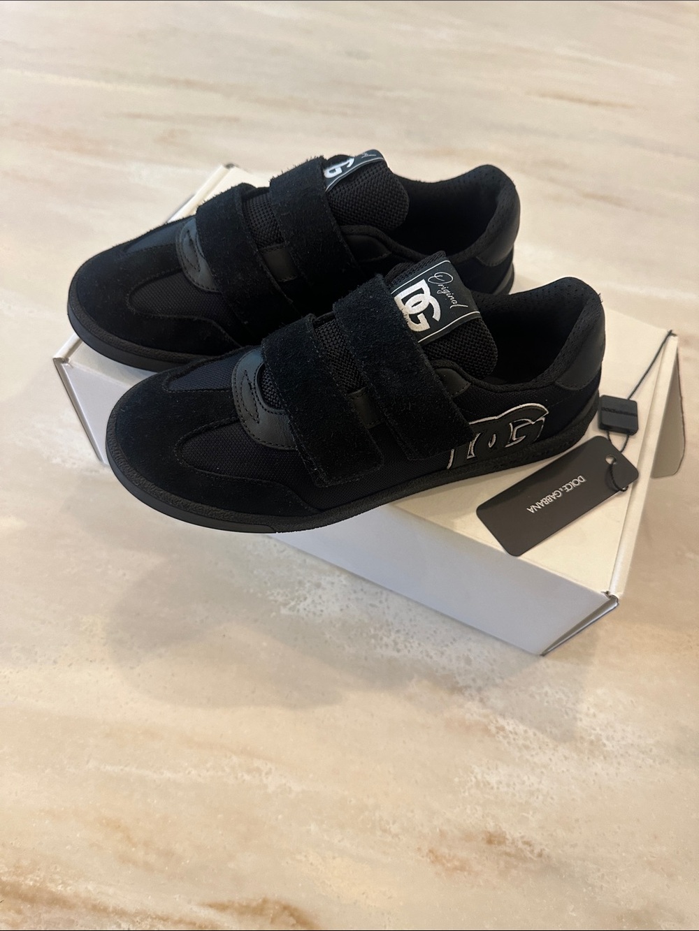 Dolce & Gabbana Kids Black Suede & Mesh Velcro Sneakers